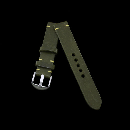 2-Piece Minimalist Leather Watch Strap, made with Pueblo Oliva Italian veg-tanned leather by Cozy Handmade