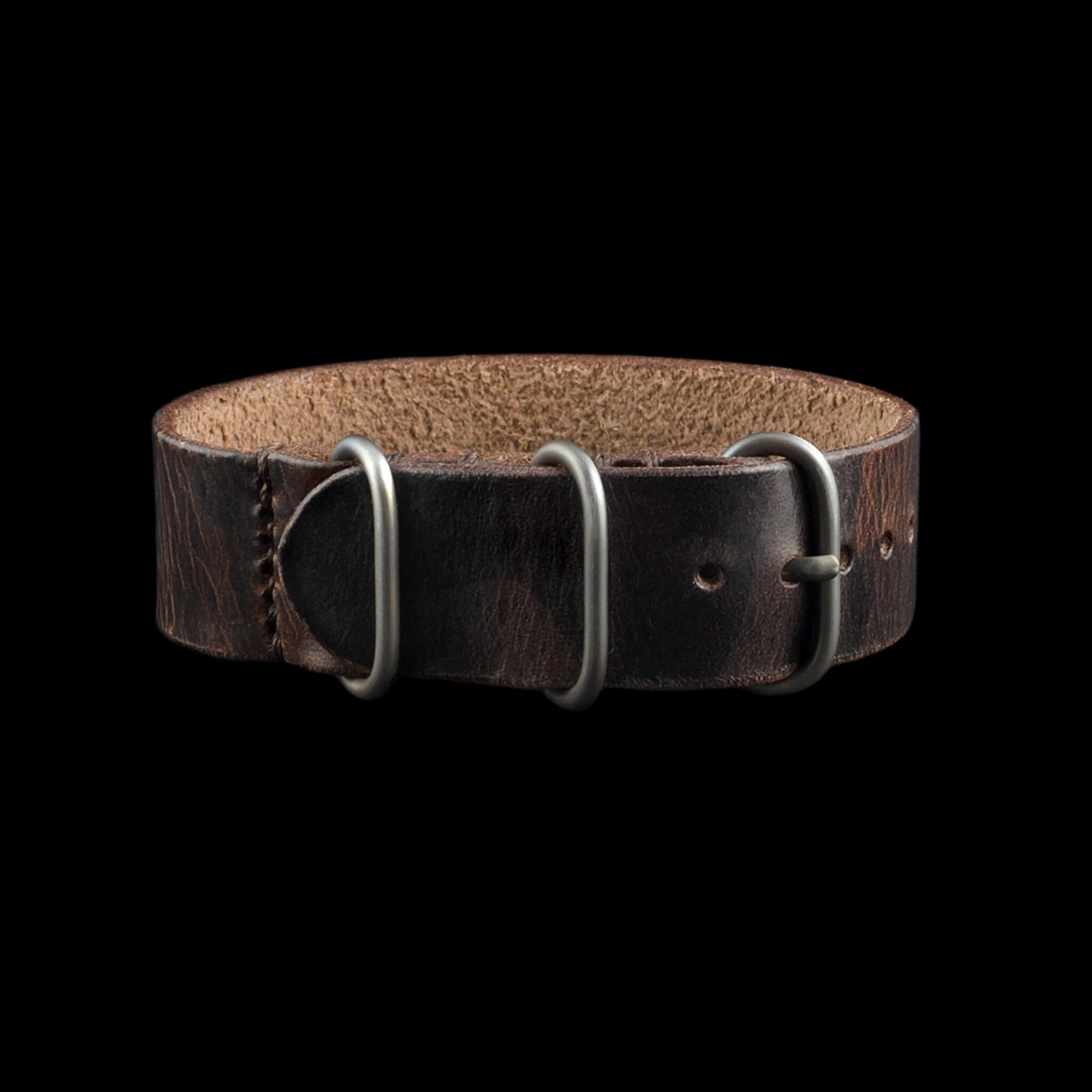Single Pass Leather Watch Strap, 3-Ring Military 103 | Italian Veg Tanned | Cozy Handmade
