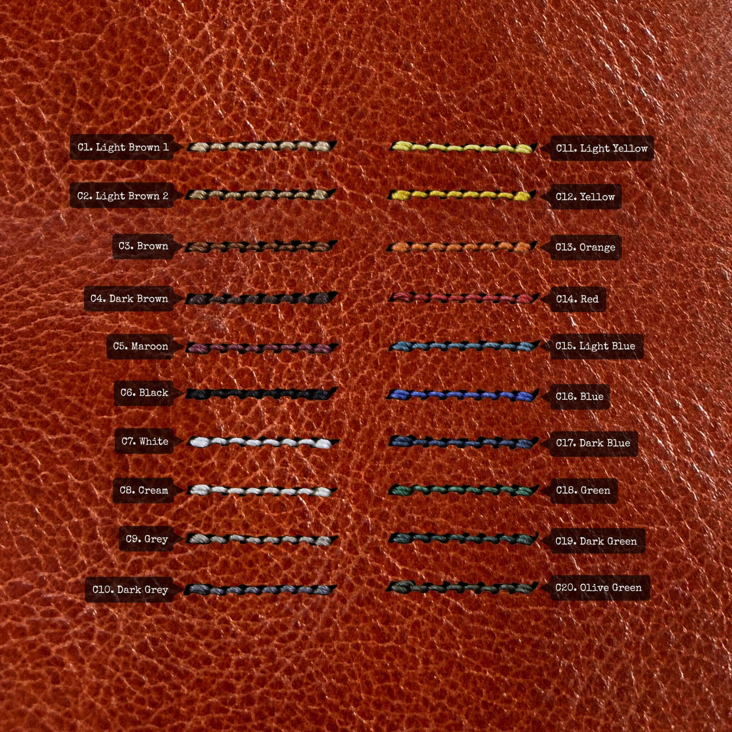 NAT2 Leather Watch Strap, Maremma 503 | Thread Color Chart | Cozy Handmade